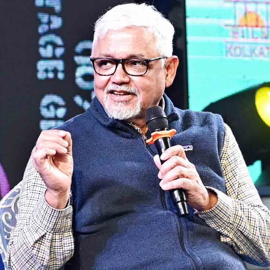 বইমেলায় অমিতাভ ঘোষ। শনিবার।