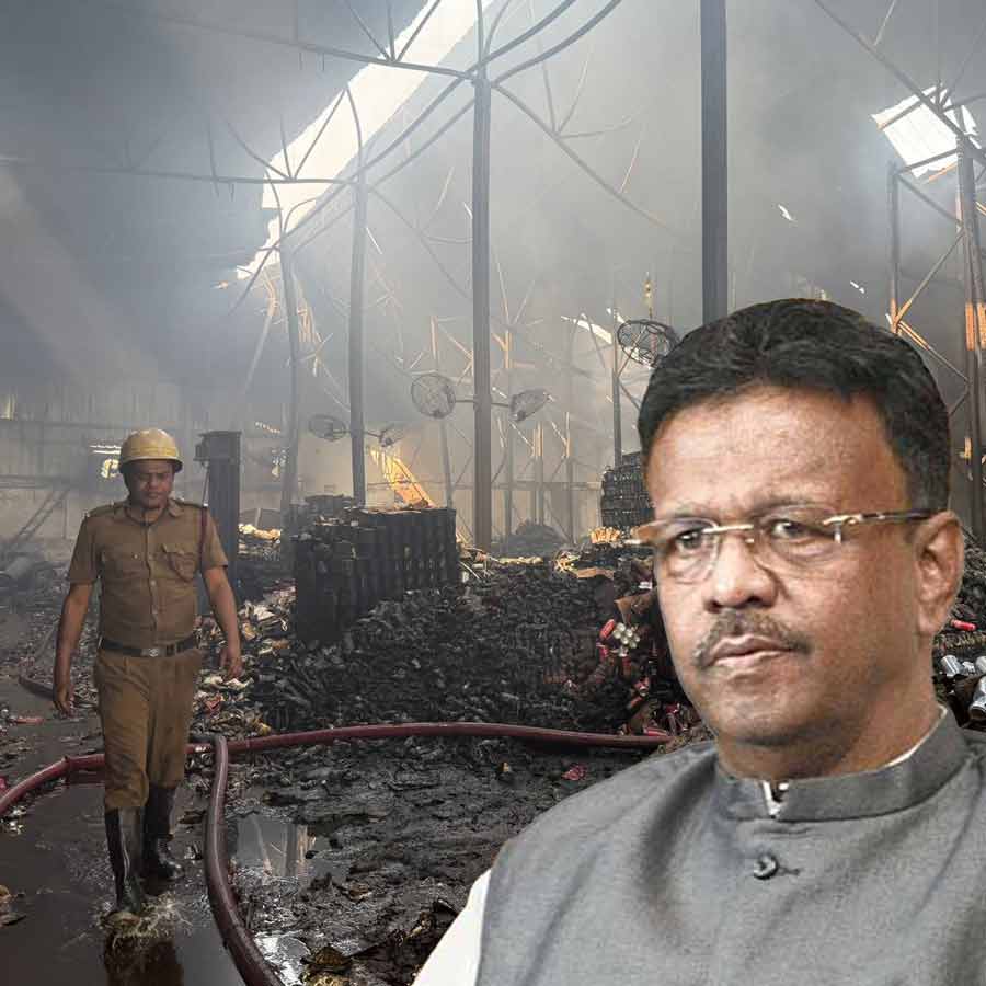 Police take decorators warehouse owner to police station in Anandapur fire incident