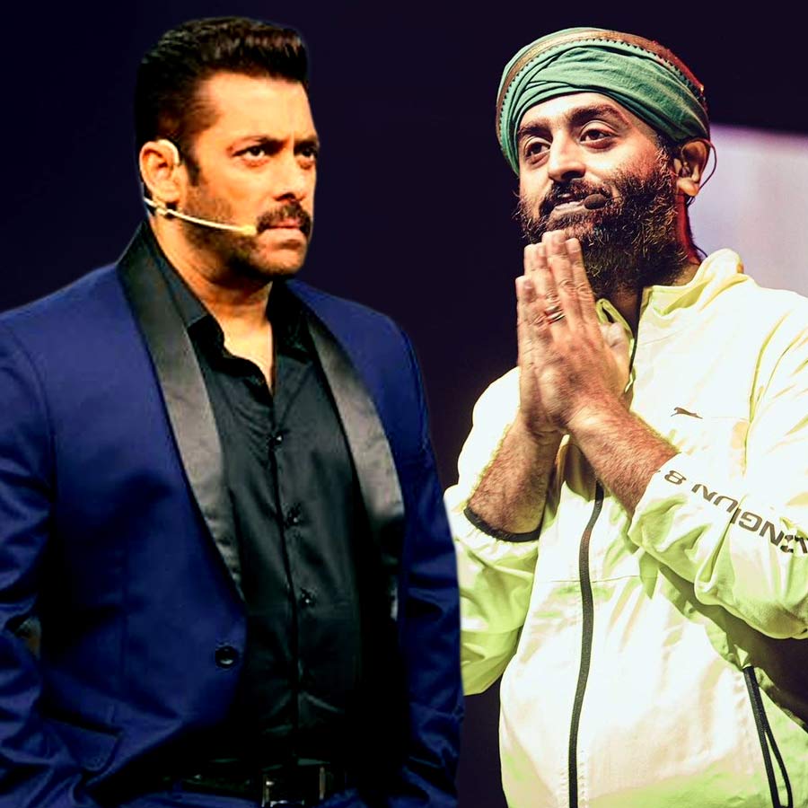 (বাঁ দিকে) সলমন খান, (ডান দিকে) অরিজিৎ সিংহ।