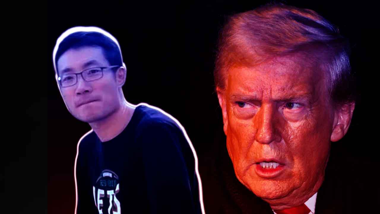 (বাঁ দিকে) চিনা নাগরিক গুয়ান হেং এবং আমেরিকার প্রেসিডেন্ট ডোনাল্ড ট্রাম্প (ডান দিকে)।