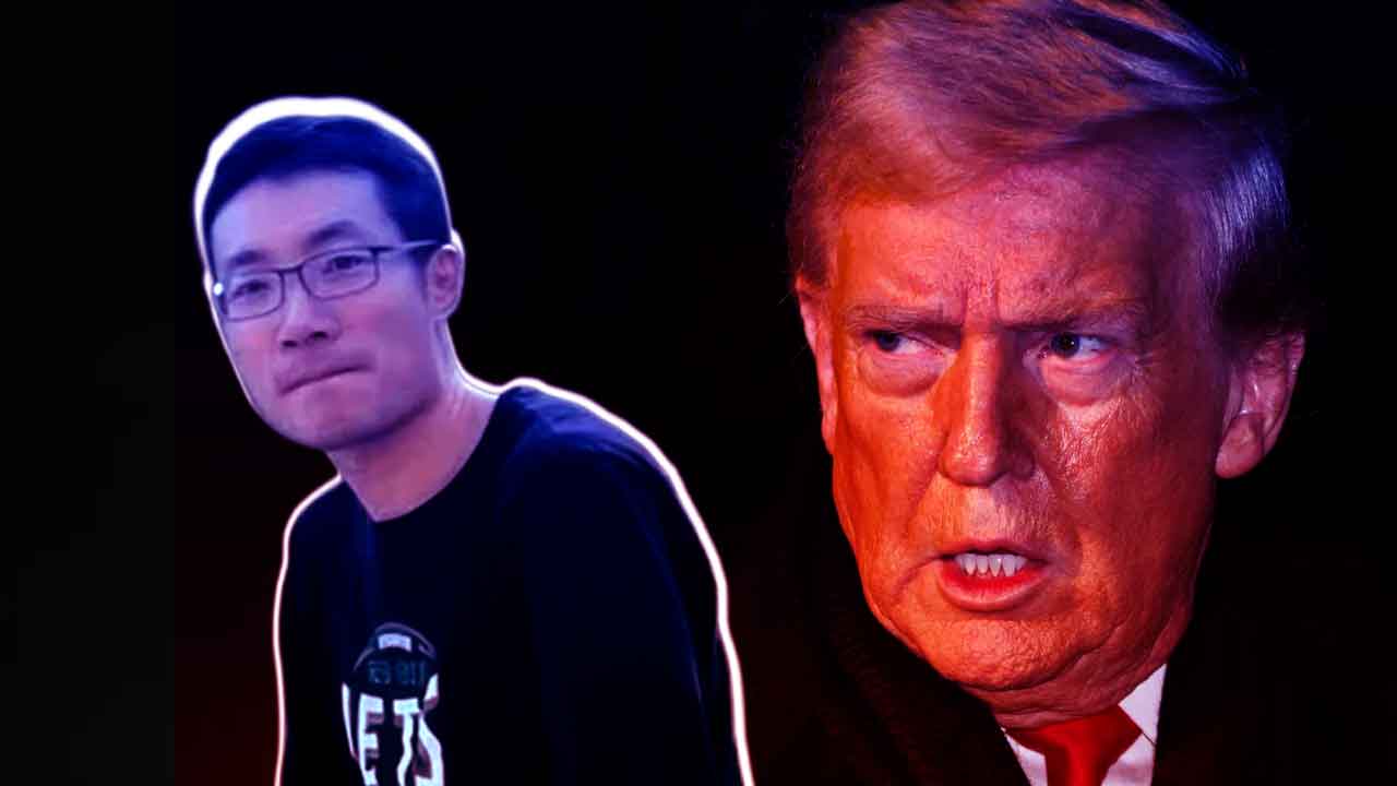 (বাঁ দিকে) চিনা নাগরিক গুয়ান হেং এবং আমেরিকার প্রেসিডেন্ট ডোনাল্ড ট্রাম্প (ডান দিকে)।