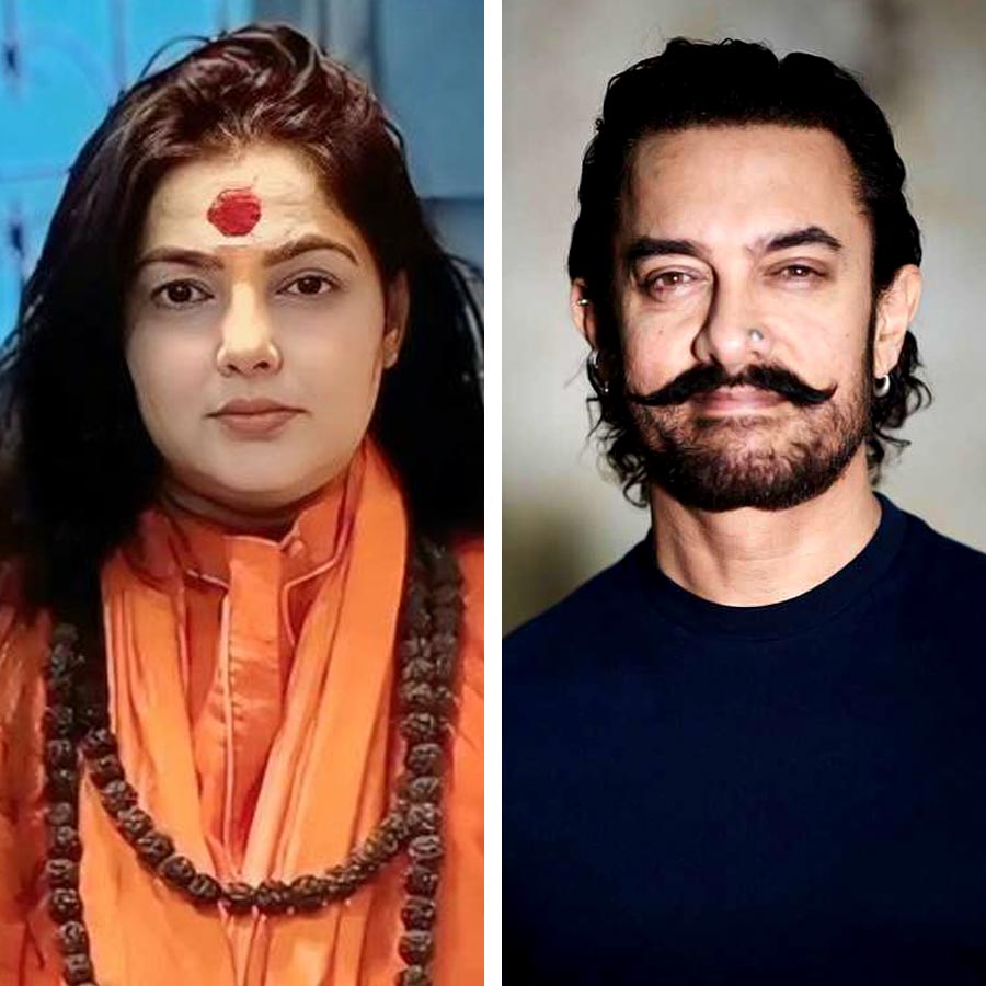 (বাঁ দিকে) মমতা কুলকার্নি, (ডান দিকে) আমির খান।