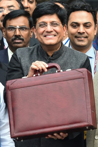 বাজেটের ব্যাগ হাতে পীযূষ গোয়েল। 