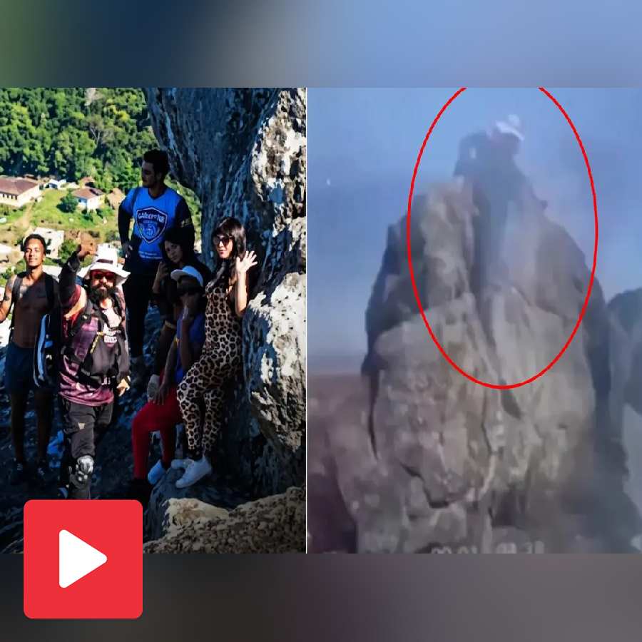 A video captured hiker plunged to his death moments after posing for a photo on the top of a rock dgtl