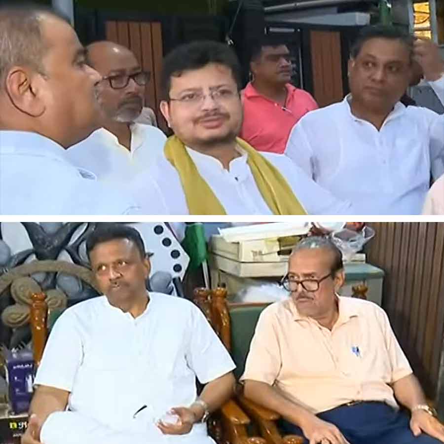 Ritabrata Banerjee and others at the TMC office in Metropolitan