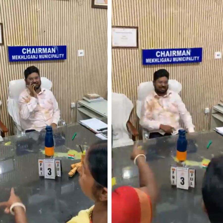 Women throw eggs to the chairman of Mekhliganj Municipality for Annapurna Yojana dgtld
