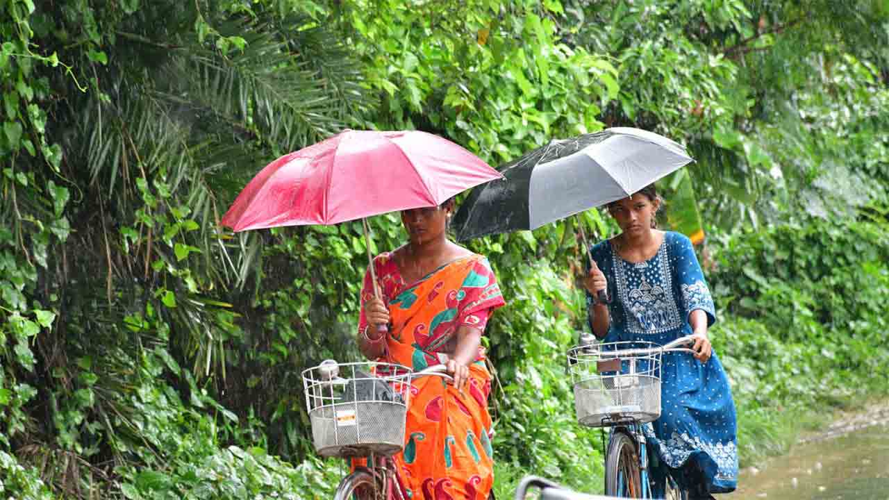 সারা দিন অঝোরে বৃষ্টির মাঝেই ছাতা মাথায় কাজে বেরনো।