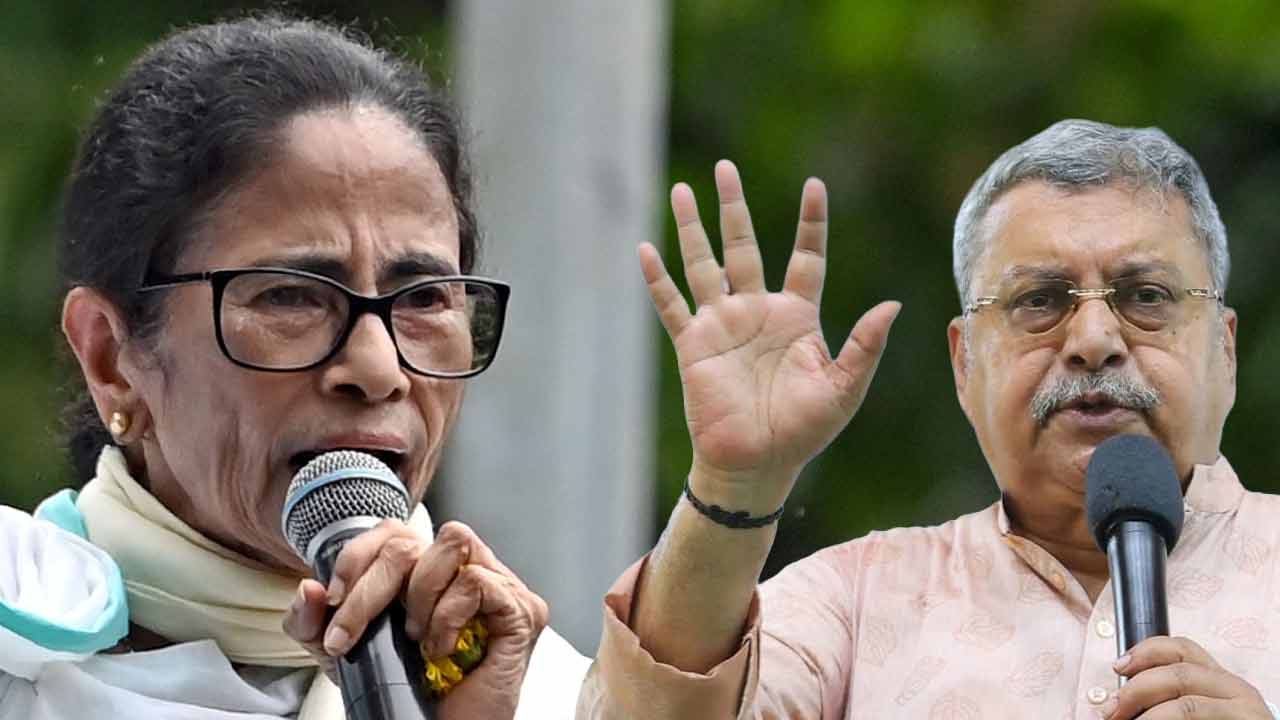 (বাঁ দিকে) মমতা বন্দ্যোপাধ্যায় এবং কল্যাণ বন্দ্যোপাধ্যায় (ডান দিকে)।