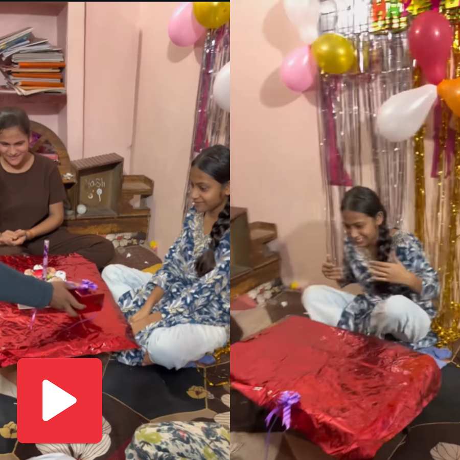 Video shows a woman panics after opening gift box given to her by friends