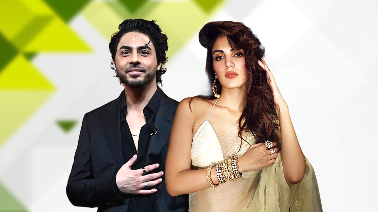(বাঁ দিকে) আরিয়ান খান, (ডান ডিকে) রিয়া চক্রবর্তী।