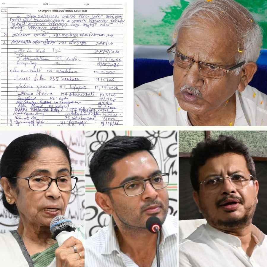 (বাঁ দিকে) তৃণমূলের বৈঠকে বিধায়কদের স্বাক্ষরের নথি। —নিজস্ব চিত্র। বালিগঞ্জের বিধায়ক শোভনদেব চট্টোপাধ্যায় (ডান দিকে)। —ফাইল চিত্র।