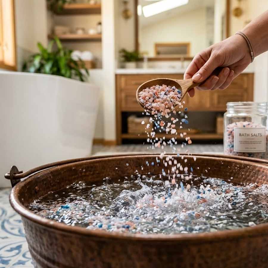 How to add bath salt in bucket or shower to get benefits