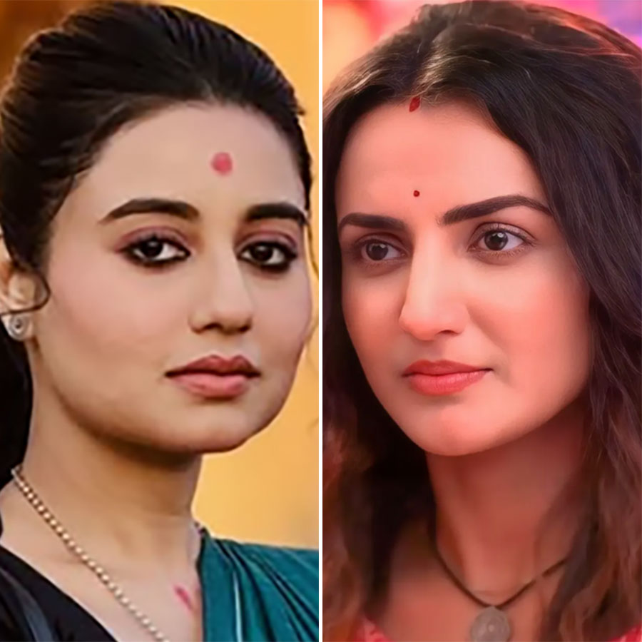 (বাঁ দিকে) ‘প্রফেসর বিদ্যা ব্যানার্জি’ ধারাবাহিকের অভিনেত্রী স্বস্তিকা দত্ত এবং ‘গঙ্গা’ ধারাবাহিকের অভিনেত্রী হিয়া মুখোপাধ্যায় (ডান দিকে)।