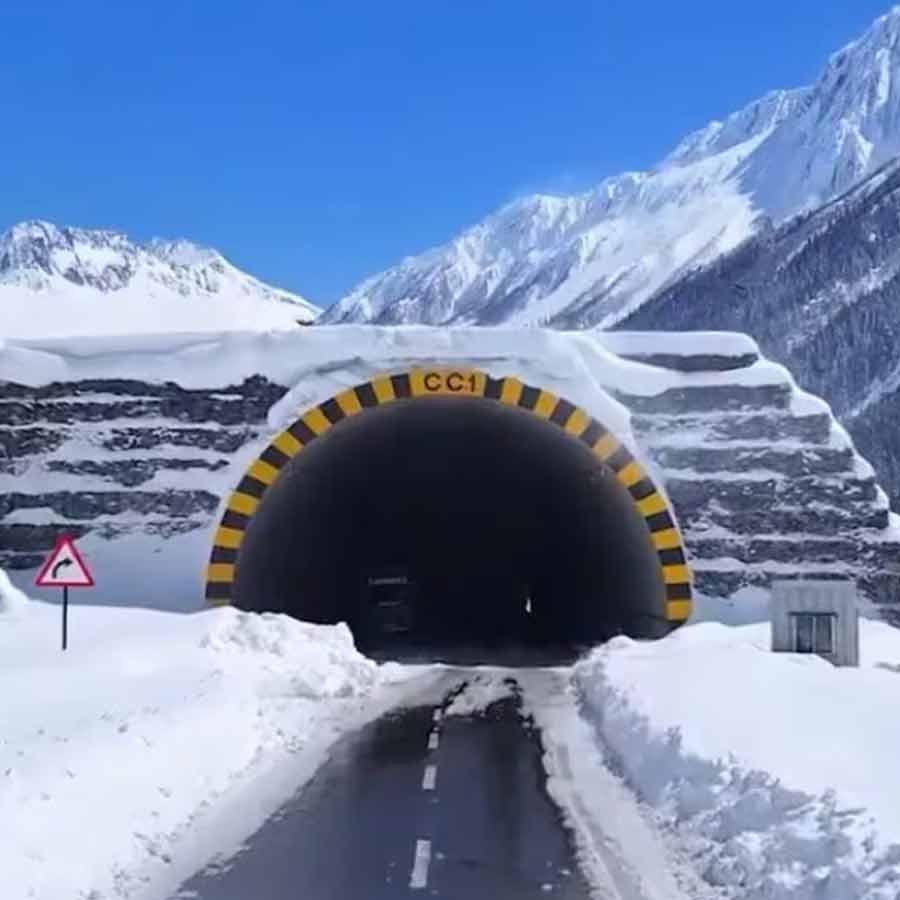 The final rock barrier inside the Zojila Tunnel broken