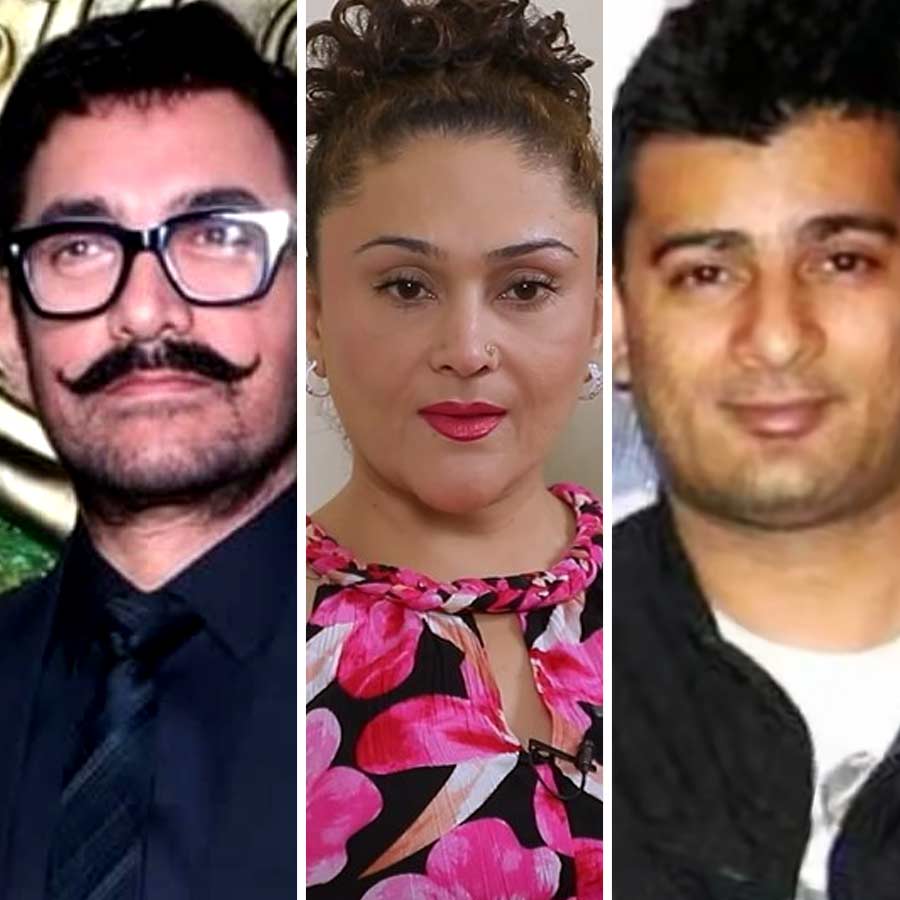 (বাঁ দিক থেকে) আমির খান, ইভা গ্রোভার, হায়দার আলি।