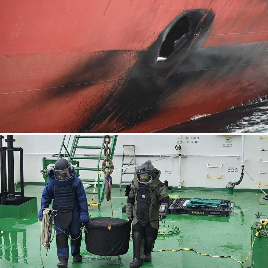 Indian Navy extracts unexploded missile warhead from a tanker in Kochi