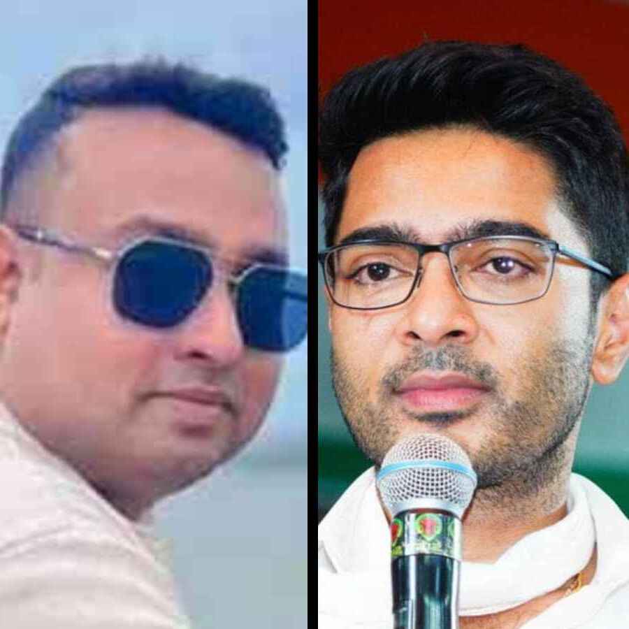 (বাঁ দিকে) সুমিত রায় এবং অভিষেক বন্দ্যোপাধ্যায় (ডান দিকে)।