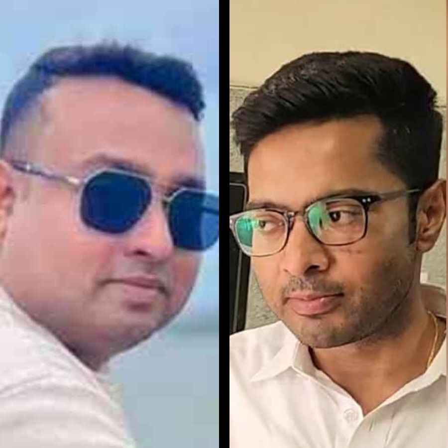 (বাঁ দিকে) সুমিত রায় এবং অভিষেক বন্দ্যোপাধ্যায় (ডান দিকে)।