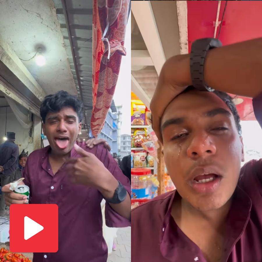 Video shows a man happily ate Naga chilli, after few minutes his body started shivering