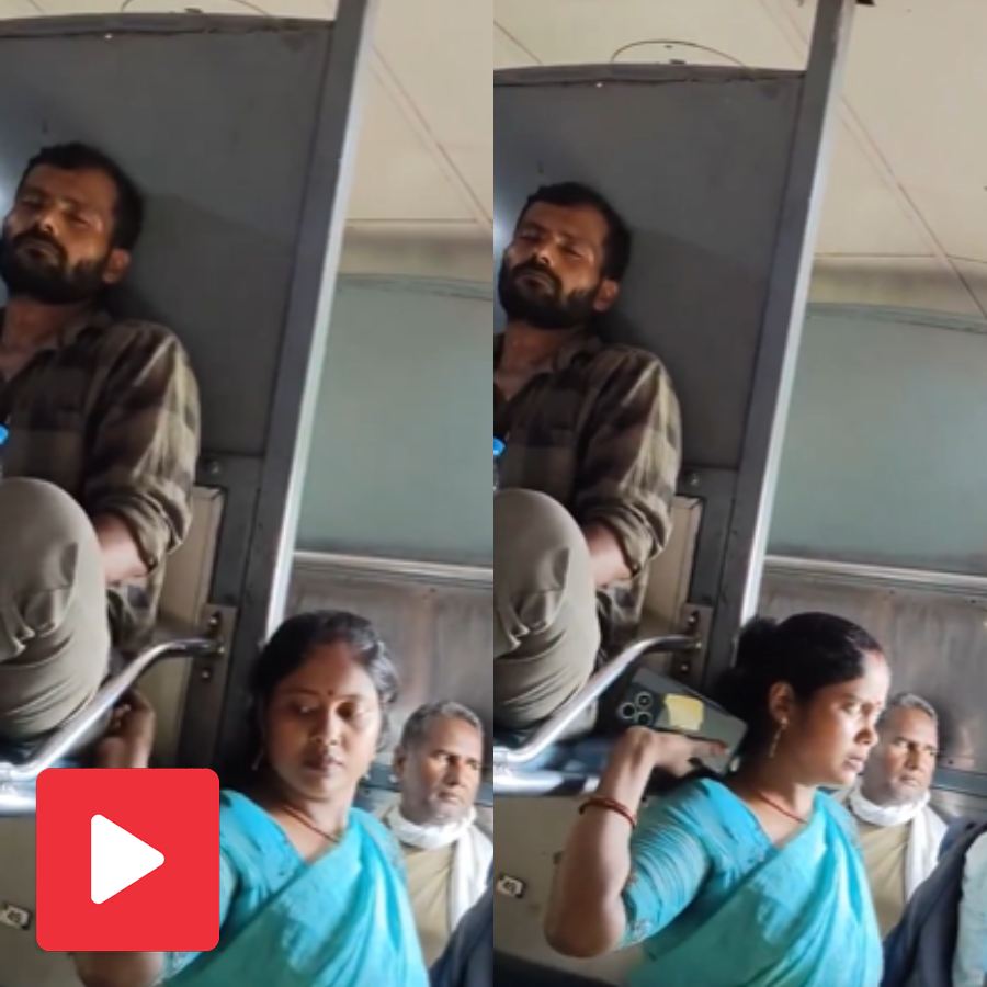 Video shows a woman stealing phone from a man in train