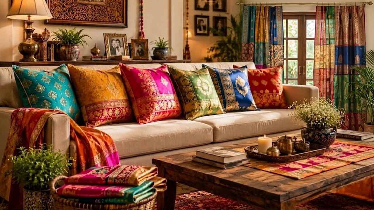 পুরনো শাড়ি ব্যবহার করুন অন্দরসজ্জায়।