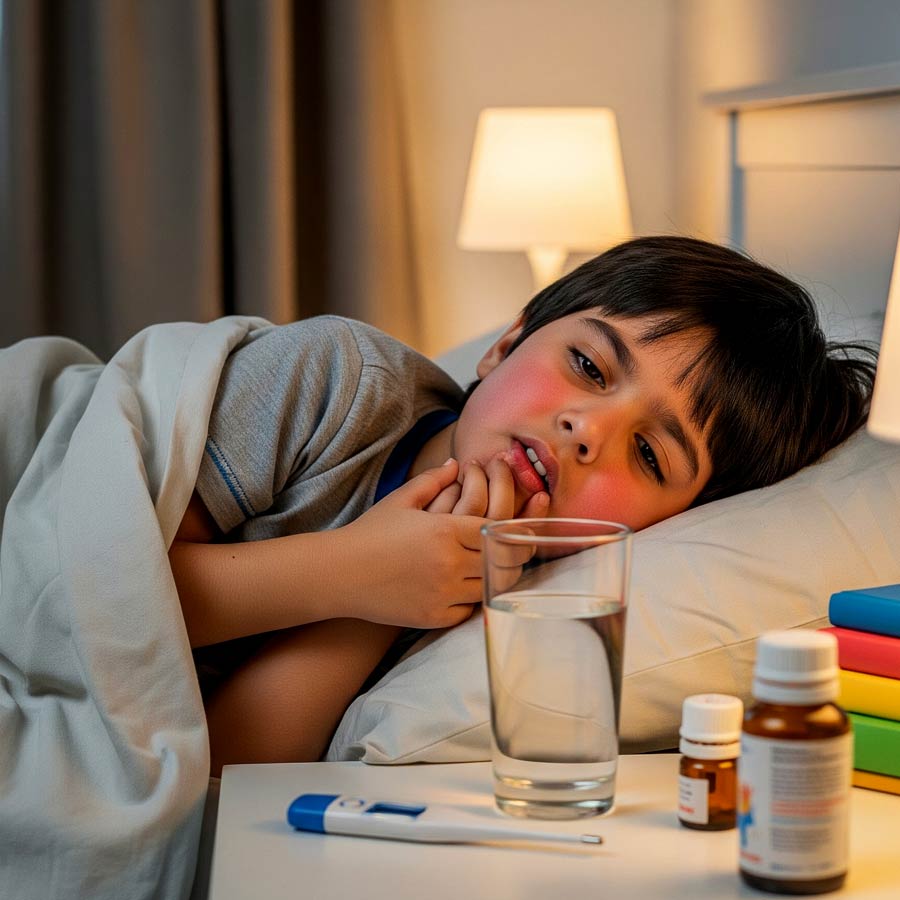 Child is Suffering from a mild fever and a sore throat, It could be a symptom of herpangina—how can you stay cautious dgtl