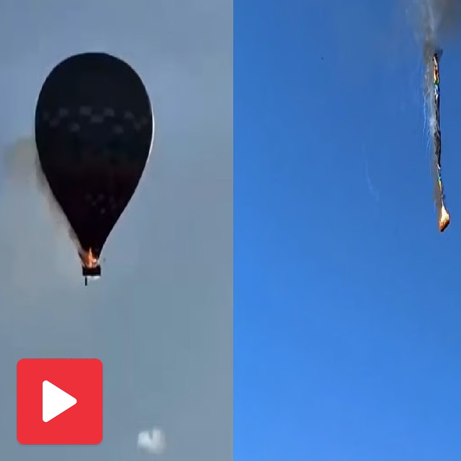 A video shows eight people died and 13 survived after a hot air balloon caught fire and crashed dgtl