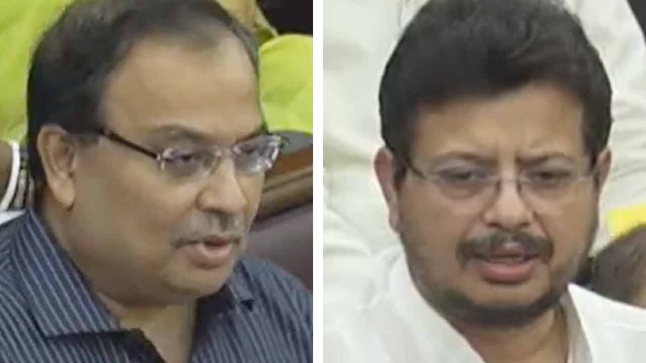 (বাঁ দিকে) কুণাল ঘোষ এবং ঋতব্রত বন্দ্যোপাধ্যায় (ডান দিকে)।