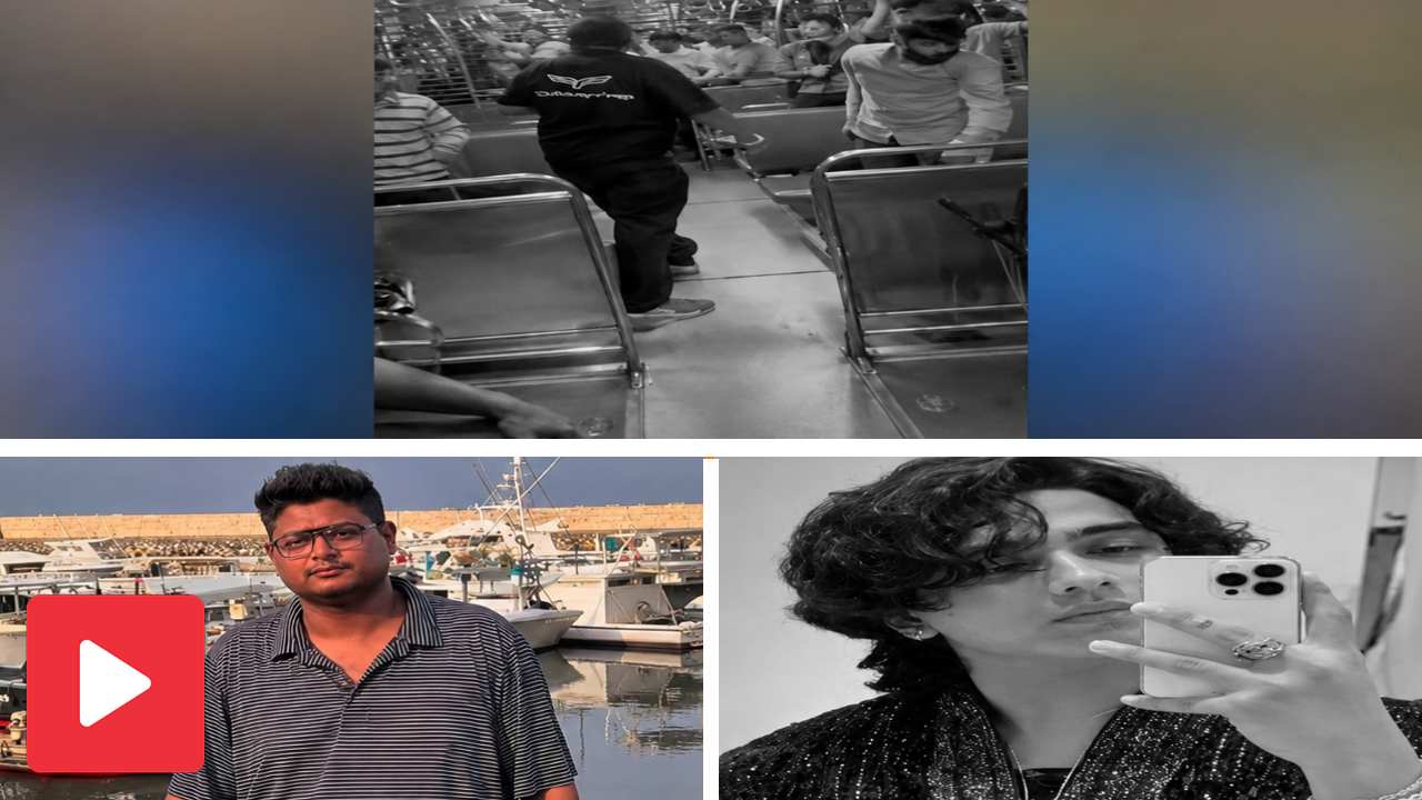 উপরে ট্রেনের কামরার দৃশ্য। বাঁ দিকে অভিযুক্ত সচিন সুবর্ণা, ডান দিকে মৃত ময়াঙ্ক লোহার।