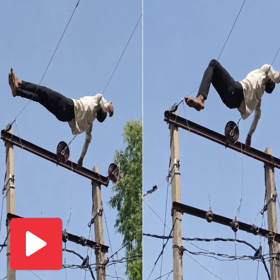 A video of drunk man climbed up to a high-tension line went viral dgtl