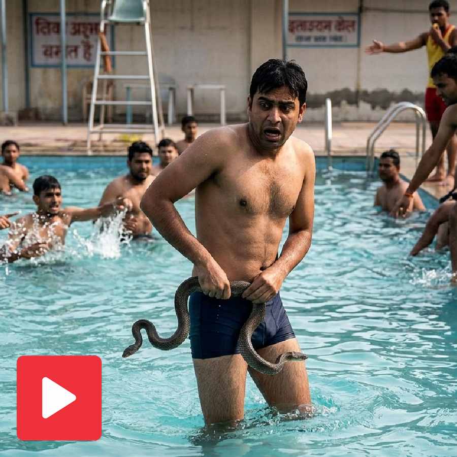 Video shows snakes enters in youth’s clothes while swimming in pool