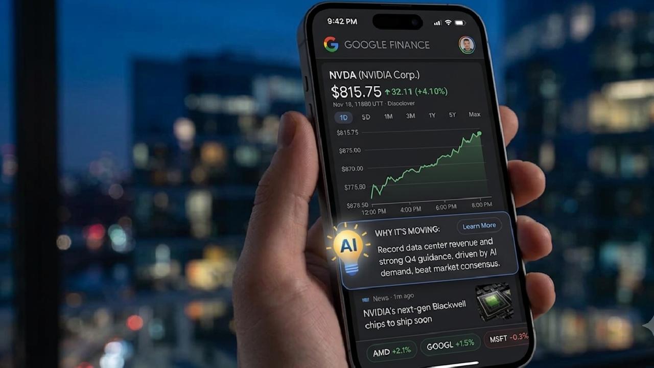 Google launches new AI based Finance App that will tell investors that why stock prices are moving