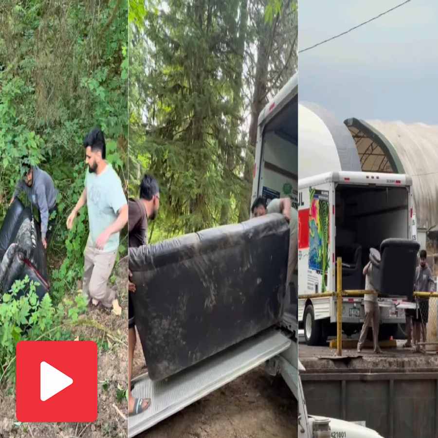 A video shows Canadian man confronted a group of Indian men of illegally dumping a couch in a forest area dgtl