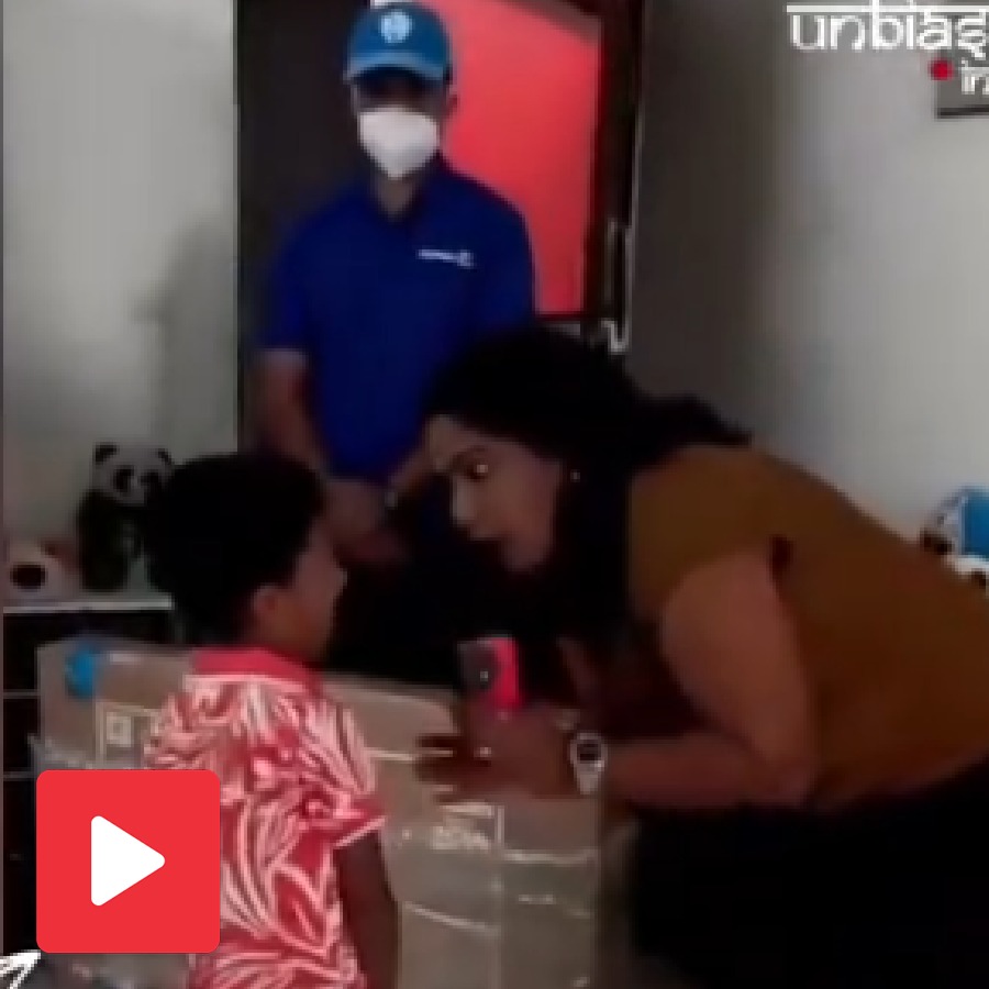 Video shows mother confront son for ordering big tv without her knowledge