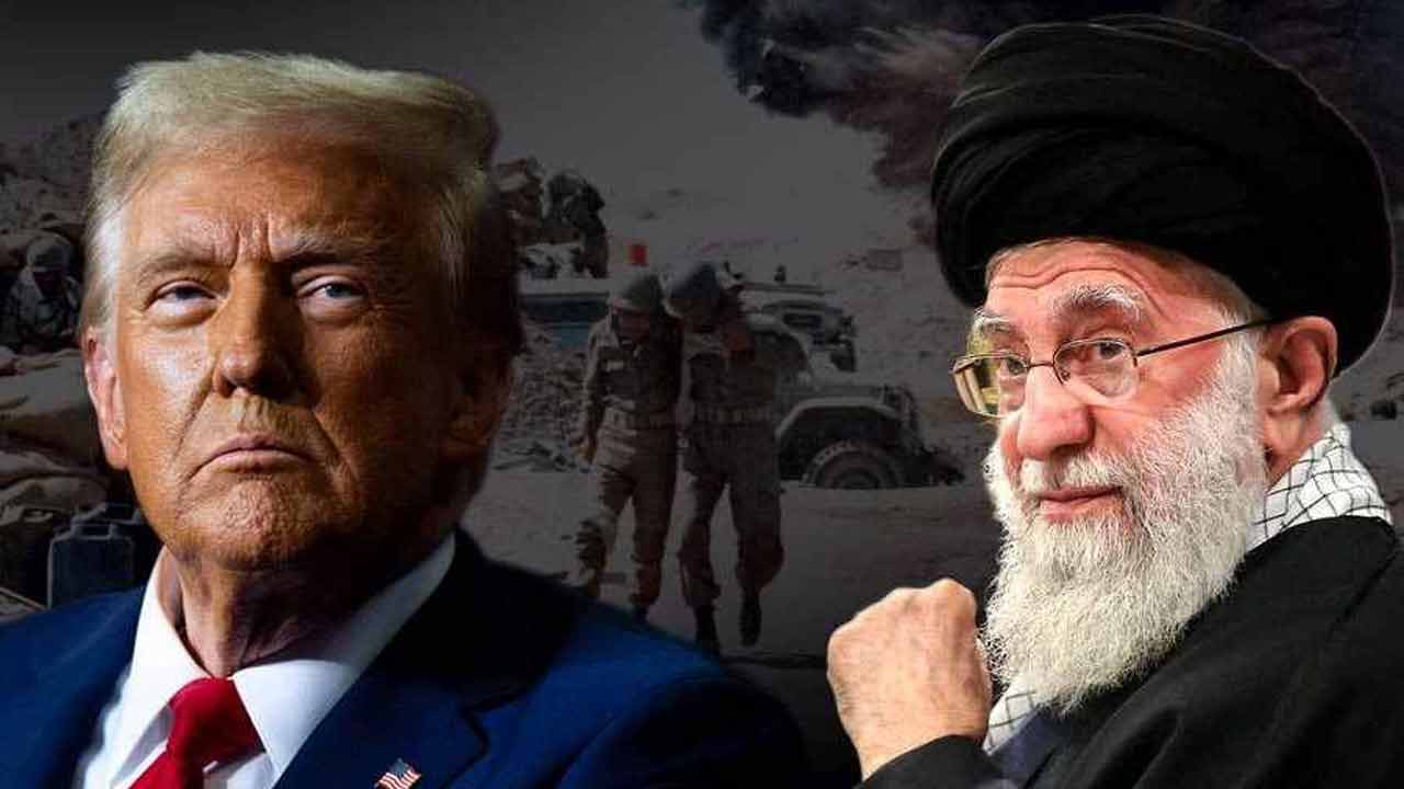 (বাঁ দিকে) আমেরিকার প্রেসিডেন্ট ডোনাল্ড ট্রাম্প। ইরানের সর্বোচ্চ ধর্মীয় নেতা আয়াতোল্লা আলি খামেনেই (ডান দিকে)।