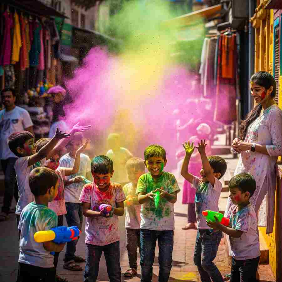 ছোটরা রং খেলার সময়ে সতর্ক নজর রাখতে হবে অভিভাবকদের।
