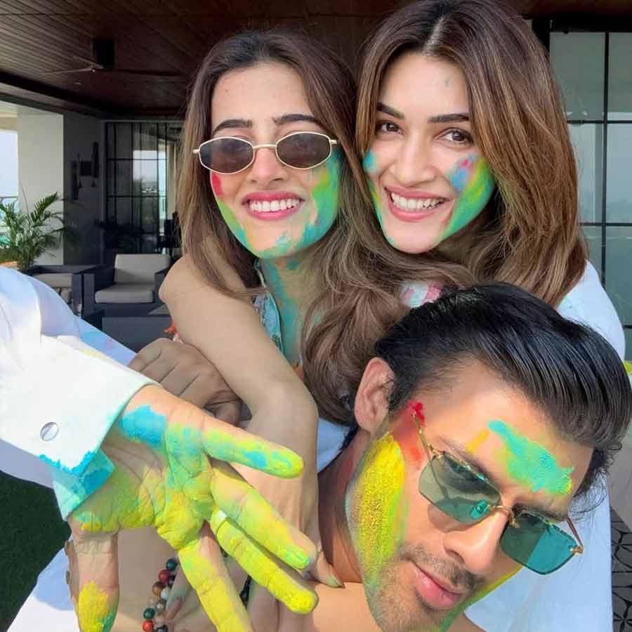 বোনের সঙ্গে মিষ্টি মুহূর্তে কৃতি, সঙ্গে স্টেবিন। 