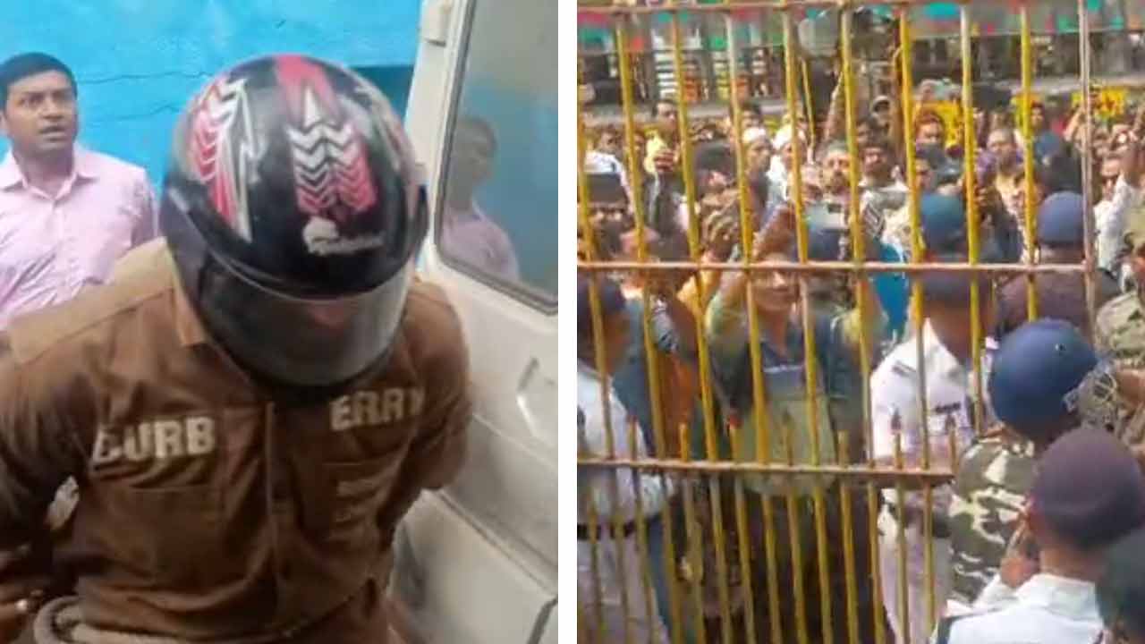 আদালতে নিয়ে যাওয়া হচ্ছে ধৃতদের। বাইরে বিক্ষোভ।