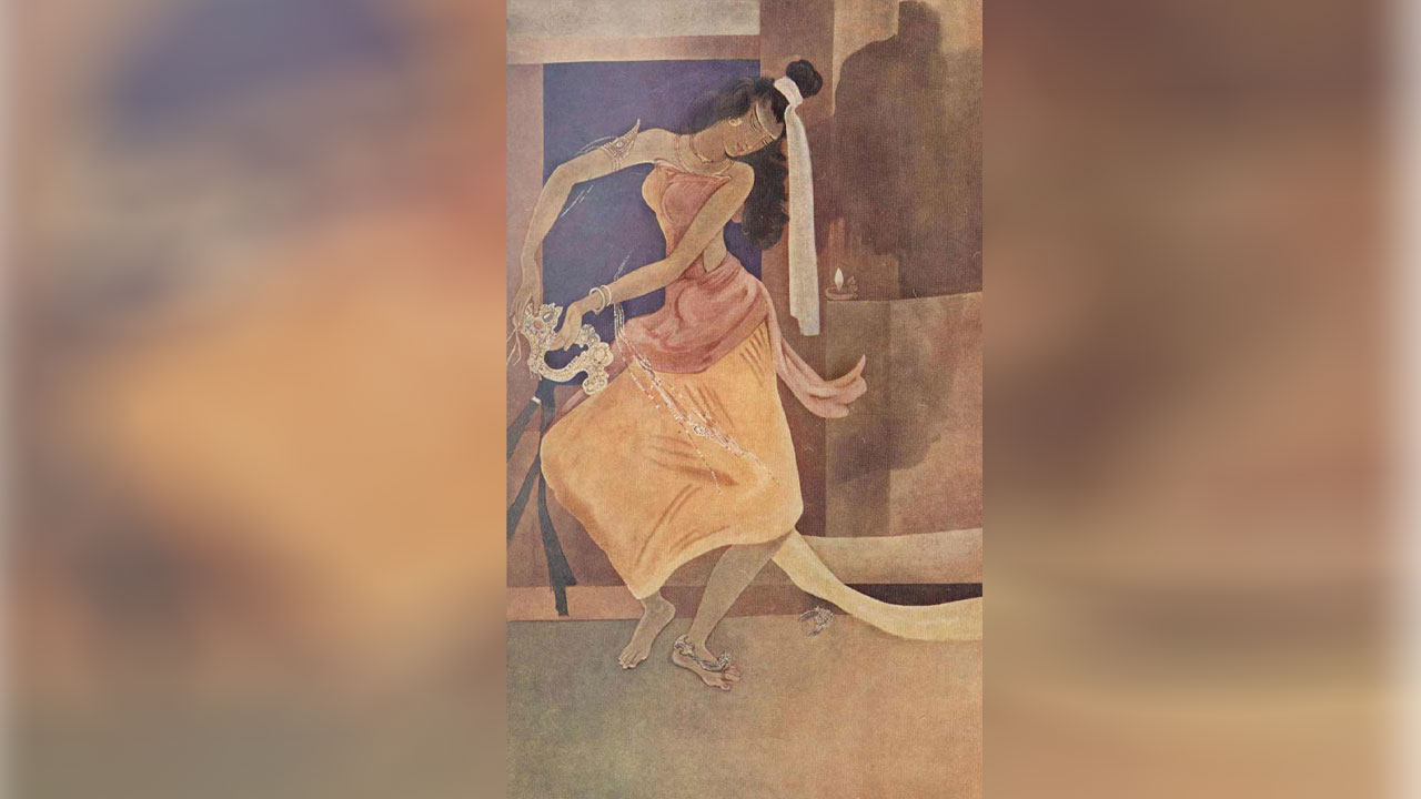 সাহসিকা: নটীর পূজা-র শ্রীমতী, শিল্পী নন্দলাল বসুর কল্পনায়।