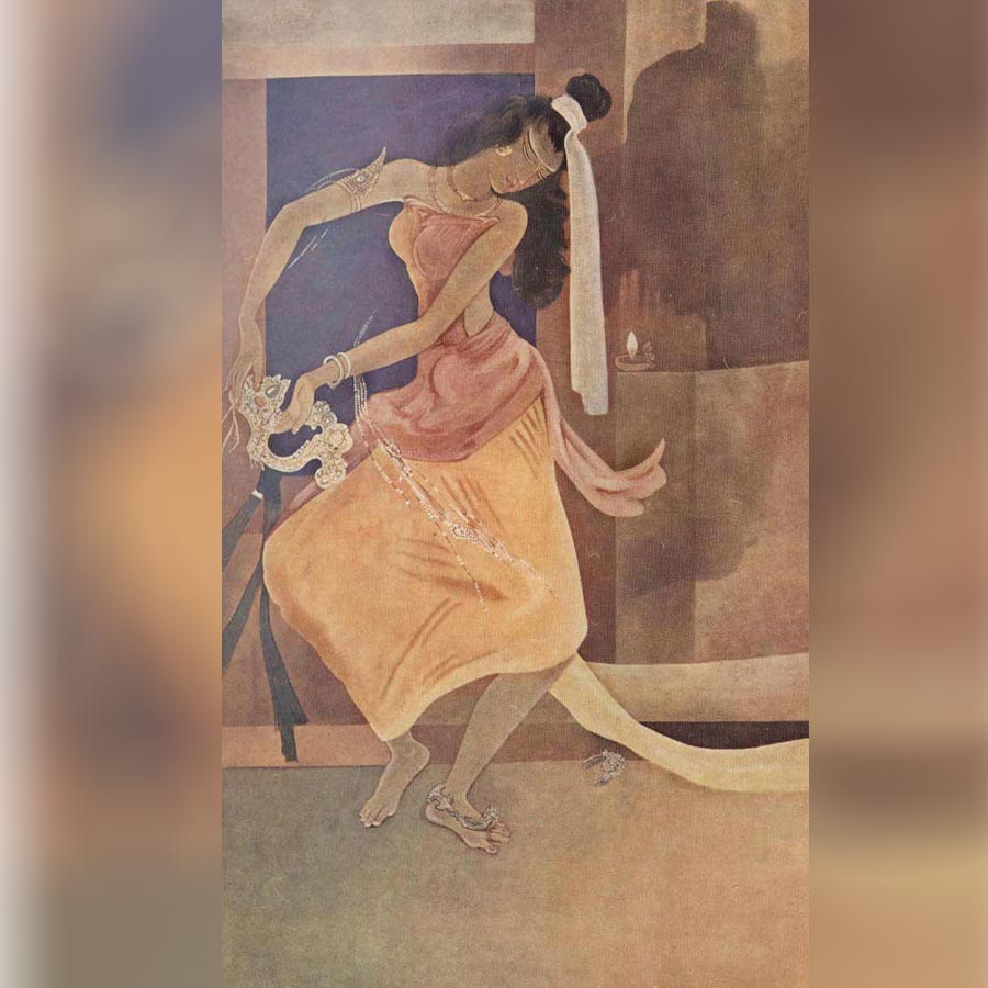 সাহসিকা: নটীর পূজা-র শ্রীমতী, শিল্পী নন্দলাল বসুর কল্পনায়।