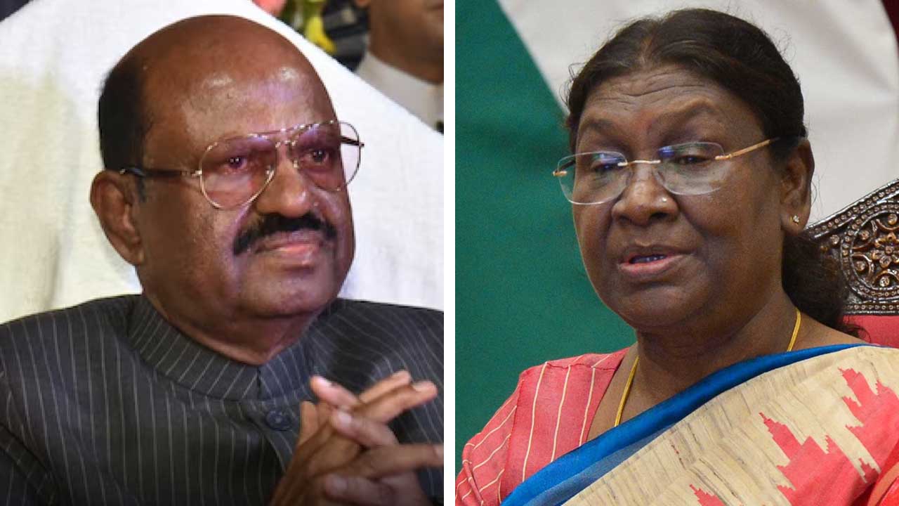 (বাঁ দিকে) পশ্চিমবঙ্গের প্রাক্তন রাজ্যপাল সিভি আনন্দ বোস এবং রাষ্ট্রপতি দ্রৌপদী মুর্মু।
