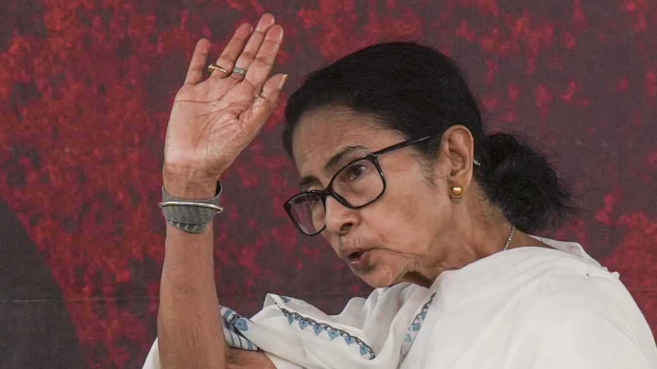 ধর্মতলার ধর্নামঞ্চে মমতা বন্দ্যোপাধ্যায়।