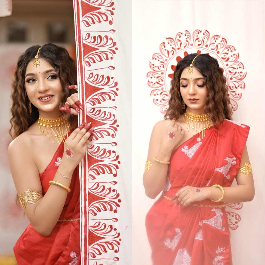 বিয়ের ‘আলতা অনুষ্ঠান’-এ অনন্যা গুহ। 