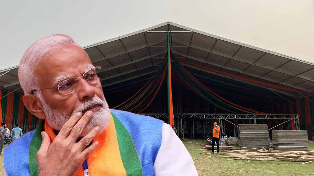 Dais for PM Modi’s rally at Kolkata’s Brigade parade ground has to dismantled as SPG wants to examine underground for security