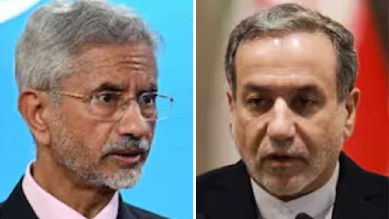 (বাঁ দিকে) বিদেশমন্ত্রী এস জয়শঙ্কর এবং ইরানের বিদেশমন্ত্রী আব্বাস আরাঘচি (ডান দিকে)।