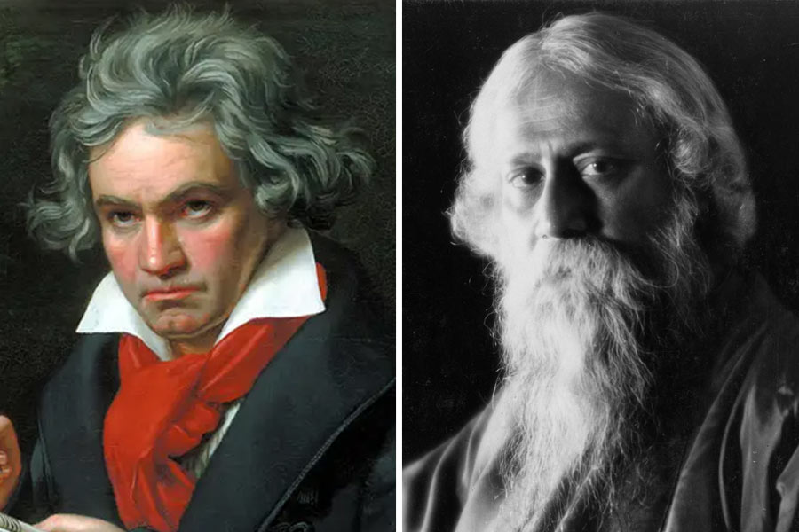 পরিচালক কিউ জানান, রবীন্দ্রনাথের বেশ কিছু গানে বেথোভেনের সঙ্গীতের প্রভাব রয়েছে। একে কিউ ‘স্যাম্পলিং’ বলছেন। 