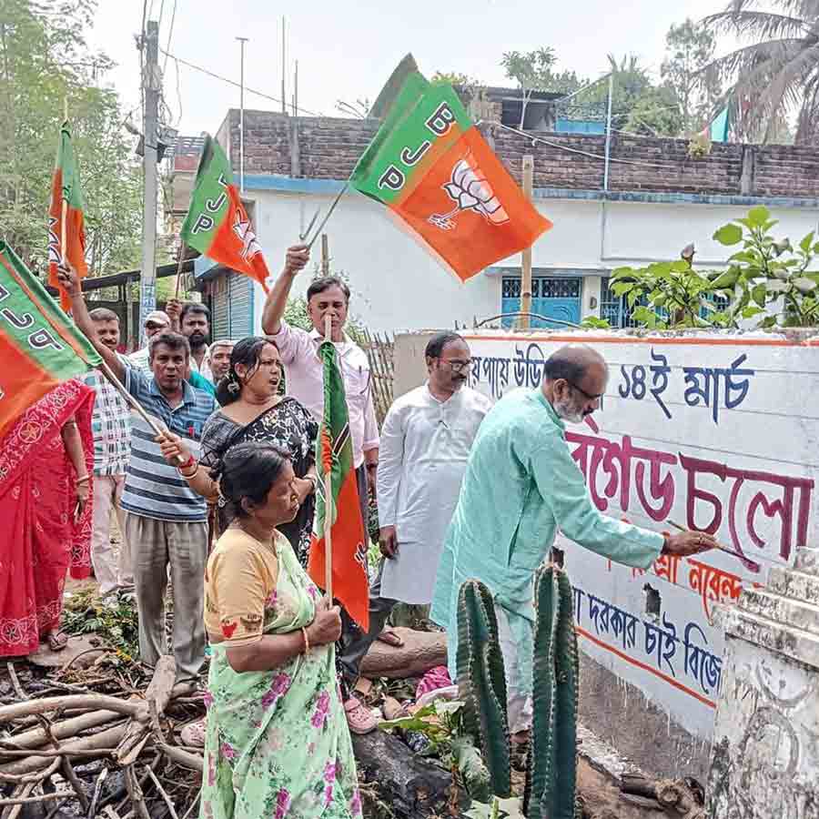 দেওয়াল লিখছেন বিজেপির উত্তর মালদহের সভাপতি প্রতাপ সিংহ।