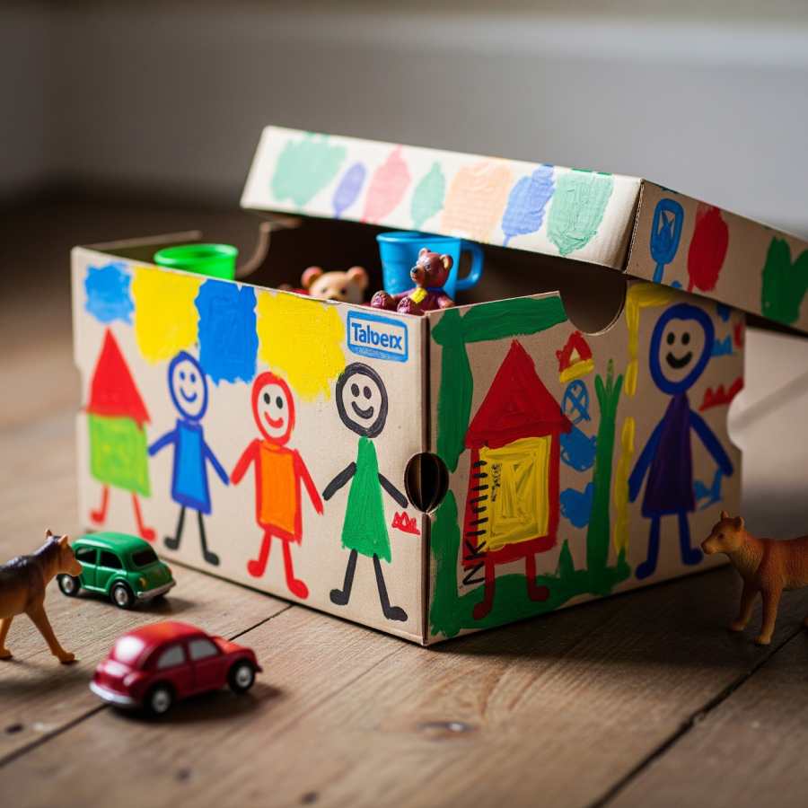 খুদের আঁকিবুকিতে নতুন রূপ পাক জুতোর বাক্স।