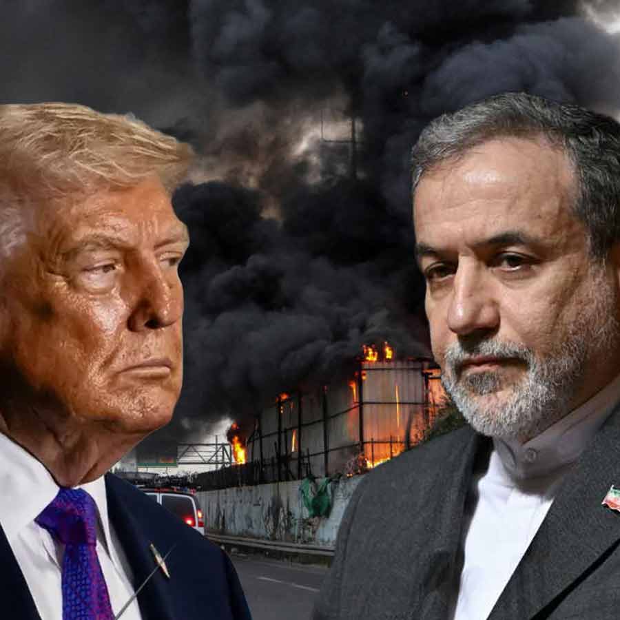 (বাঁ দিকে) আমেরিকার প্রেসিডেন্ট ডোনাল্ড ট্রাম্প। ইরানের বিদেশমন্ত্রী আব্বাস আরাঘচি (ডান দিকে)।