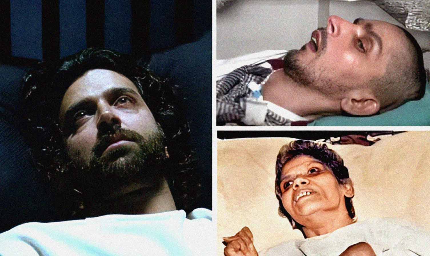 (বাঁ দিকে) ‘গুজ়ারিশ’ ছবিতে ইথানের চরিত্রে হৃতিক রোশন। (ডান দিকে) হরীশ রানা (উপরে) এবং অরুণা শানবাগ (নীচে)। 